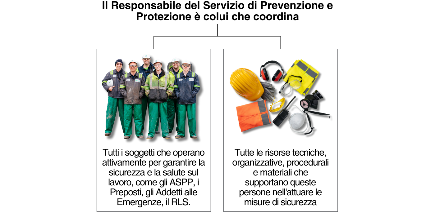 Il RSPP  la persona che coordina l'insieme delle persone, sistemi e mezzi esterni o interni all'azienda finalizzati all'attivit di prevenzione e protezione dai rischi professionali per i lavoratori